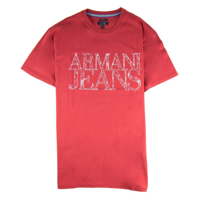 Armani Jeans Logo Print T Shirt Rosso Red