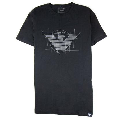 Armani Jeans Printed Logo T Shirt Black
