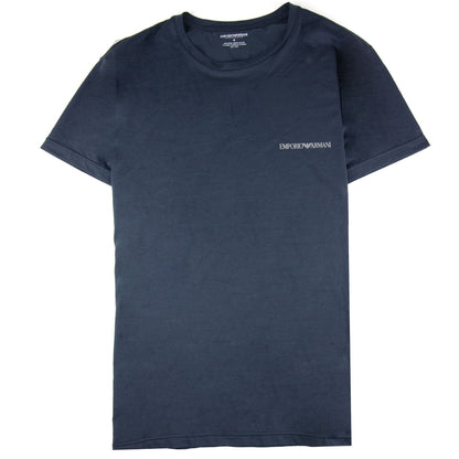 Emporio Armani Chest Logo Crewneck T Shirt Navy Blue