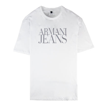 Armani Jeans Pin Tripe Logo T Shirt White