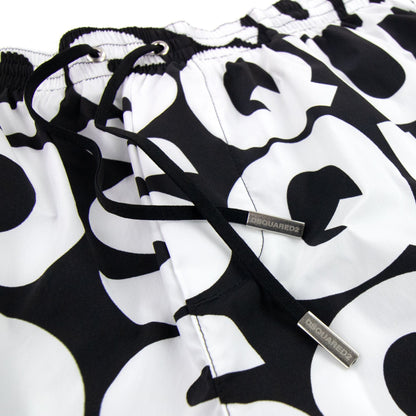 Dsquared2 Swim Shorts & Underw D2 Print Logo Swim Shorts Black/white
