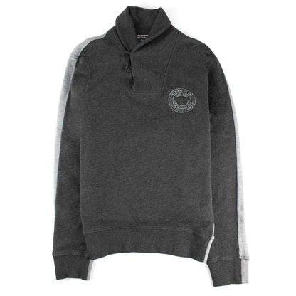 Armani Jeans 3 Buttons Rubber Logo Sweatshirt Dark Grey