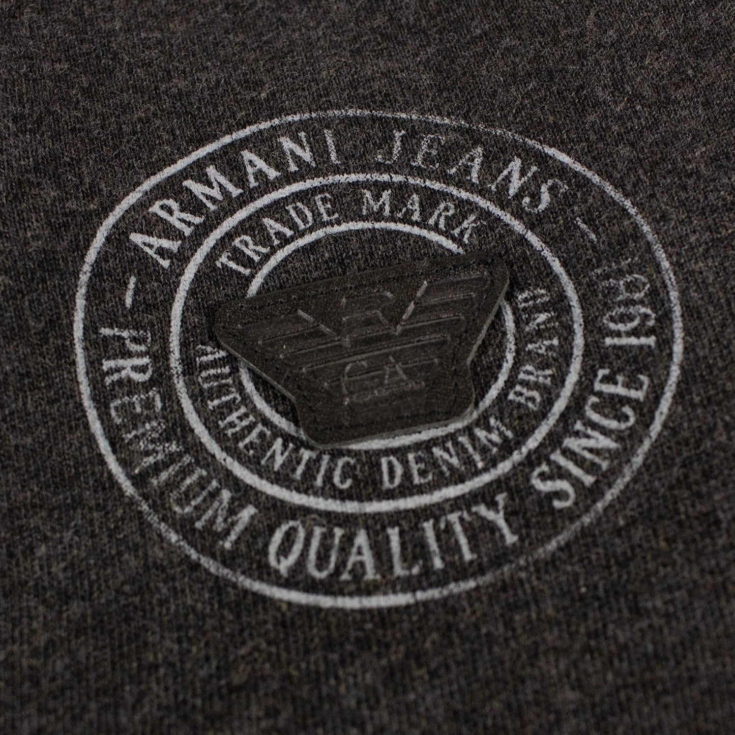Armani Jeans 3 Buttons Rubber Logo Sweatshirt Dark Grey