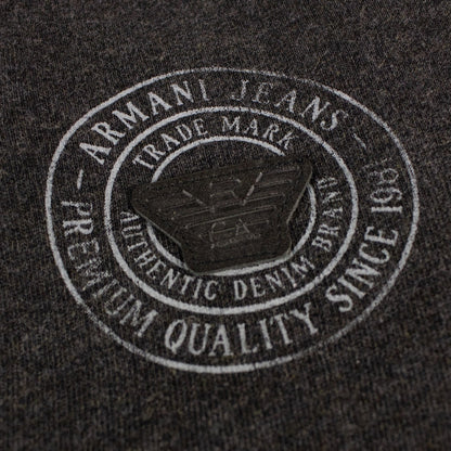 Armani Jeans 3 Buttons Rubber Logo Sweatshirt Dark Grey