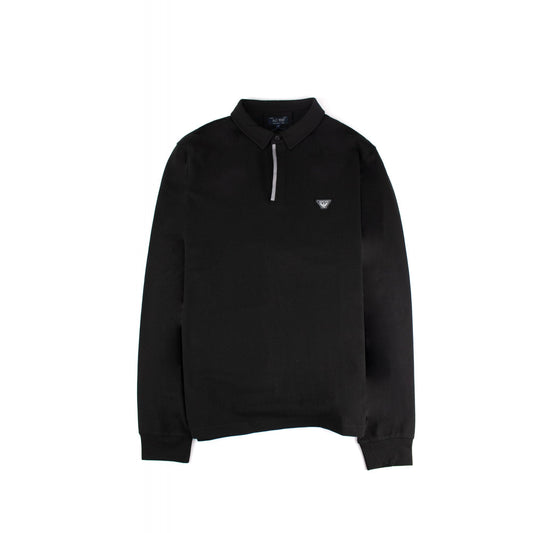 Armani Jeans Silver Trim L/s Polo Black