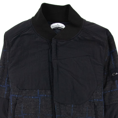 Stone Island House Check Wool And Nylon Jacket Dark Grey V0065