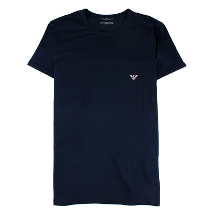 Emporio Armani Eagle Front &amp; Back Logo T Shirt Navy