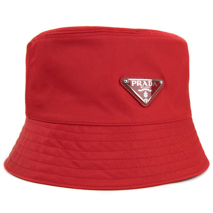 Prada Nylon Logo Bucket Hat Rosso