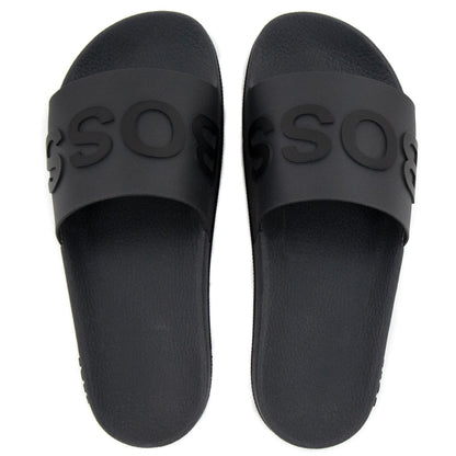 Hugo Boss Embossed Logo Monogram Slides Medium Grey