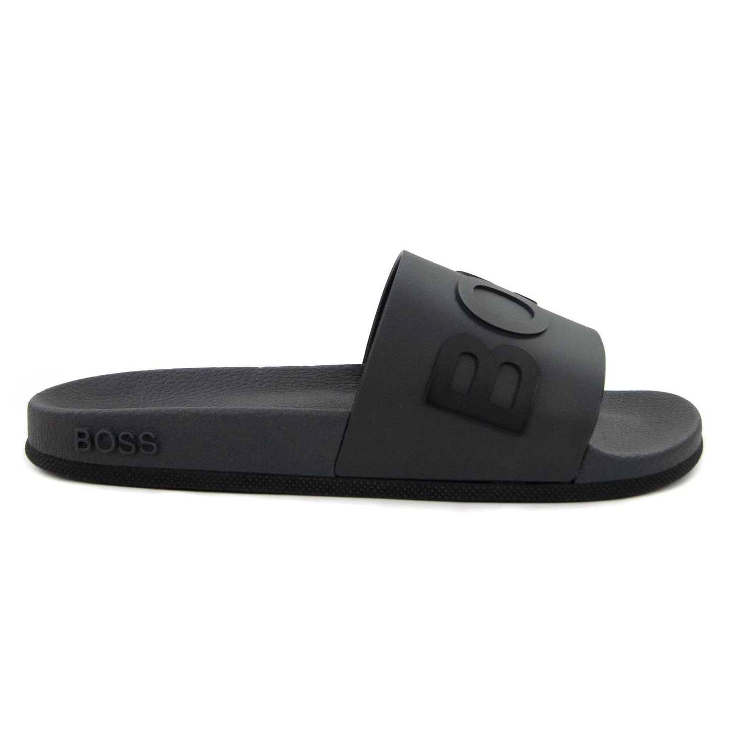 Hugo Boss Embossed Logo Monogram Slides Medium Grey