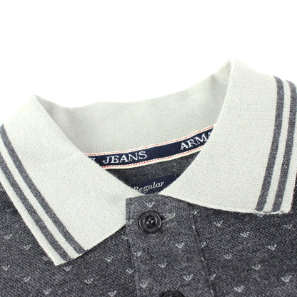 Armani Jeans All Over Print Logo S/s Polo Grigio