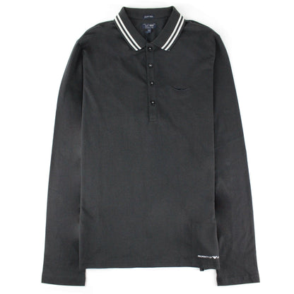 Armani Jeans Embroidered Logo Extra Slim L/s Polo Black