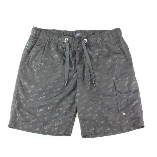 Armani Jeans All Over Logo Print Swim Shorts Dark Navy