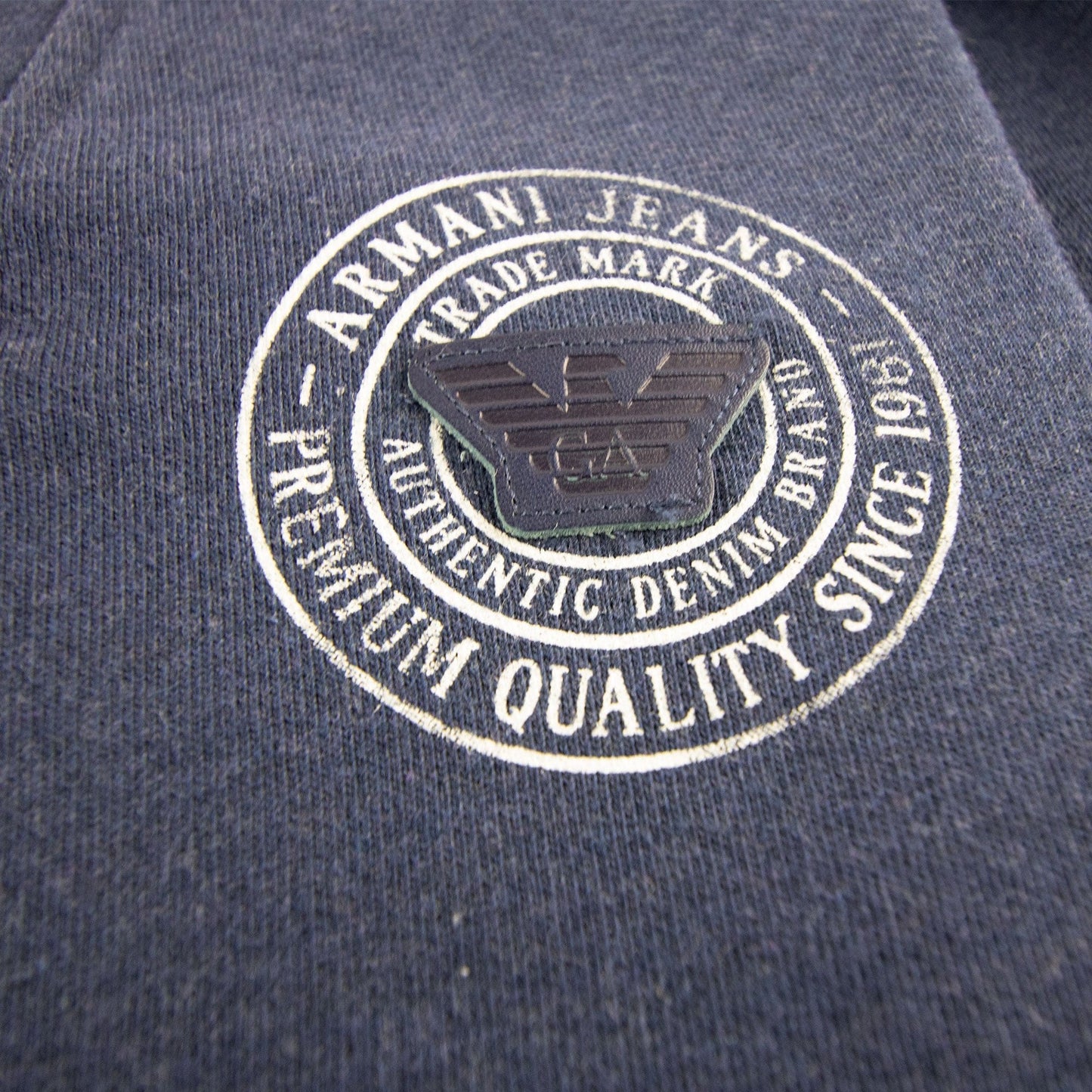 Armani Jeans 3 Buttons Rubber Logo Sweatshirt Navy Blue