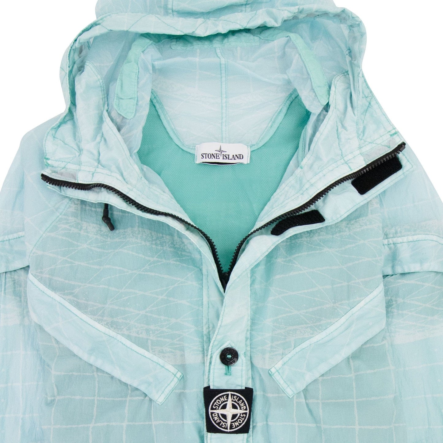 Stone Island 42999 Reflective Grid On Lamy-tc Parka Aqua V0044