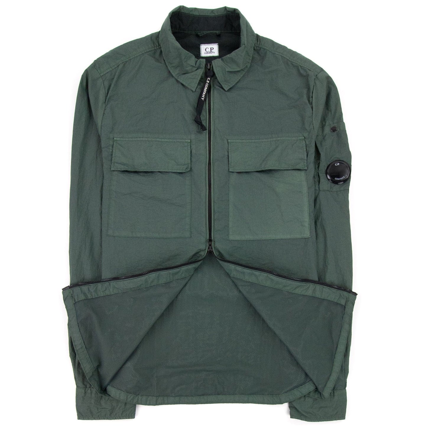 CP Company Taylon L Zip Up Nylon Overshirt Green 668