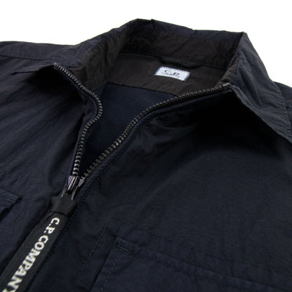 CP Company Arm Lens Zip Up Nylon Overshirt Navy 888
