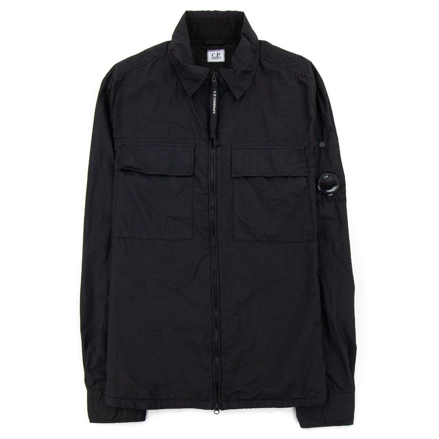 CP Company Arm Lens Zip Up Nylon Overshirt Black 999