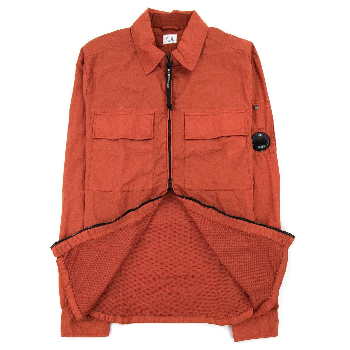 CP Company Arm Lens Zip Up Nylon Overshirt Orange 468