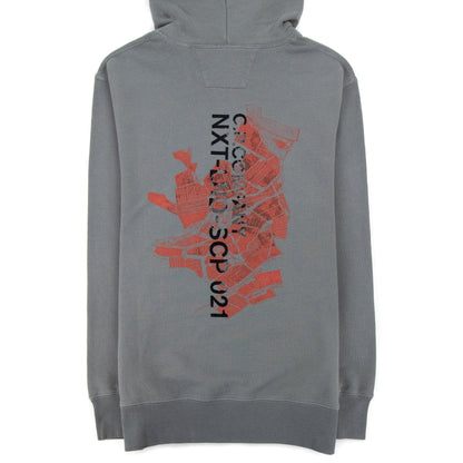 Cp Company Logo Print Hoodied Sweatshirt Grey 938