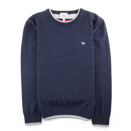 Armani Junior Crewneck Knitted Sweatshirt Navy