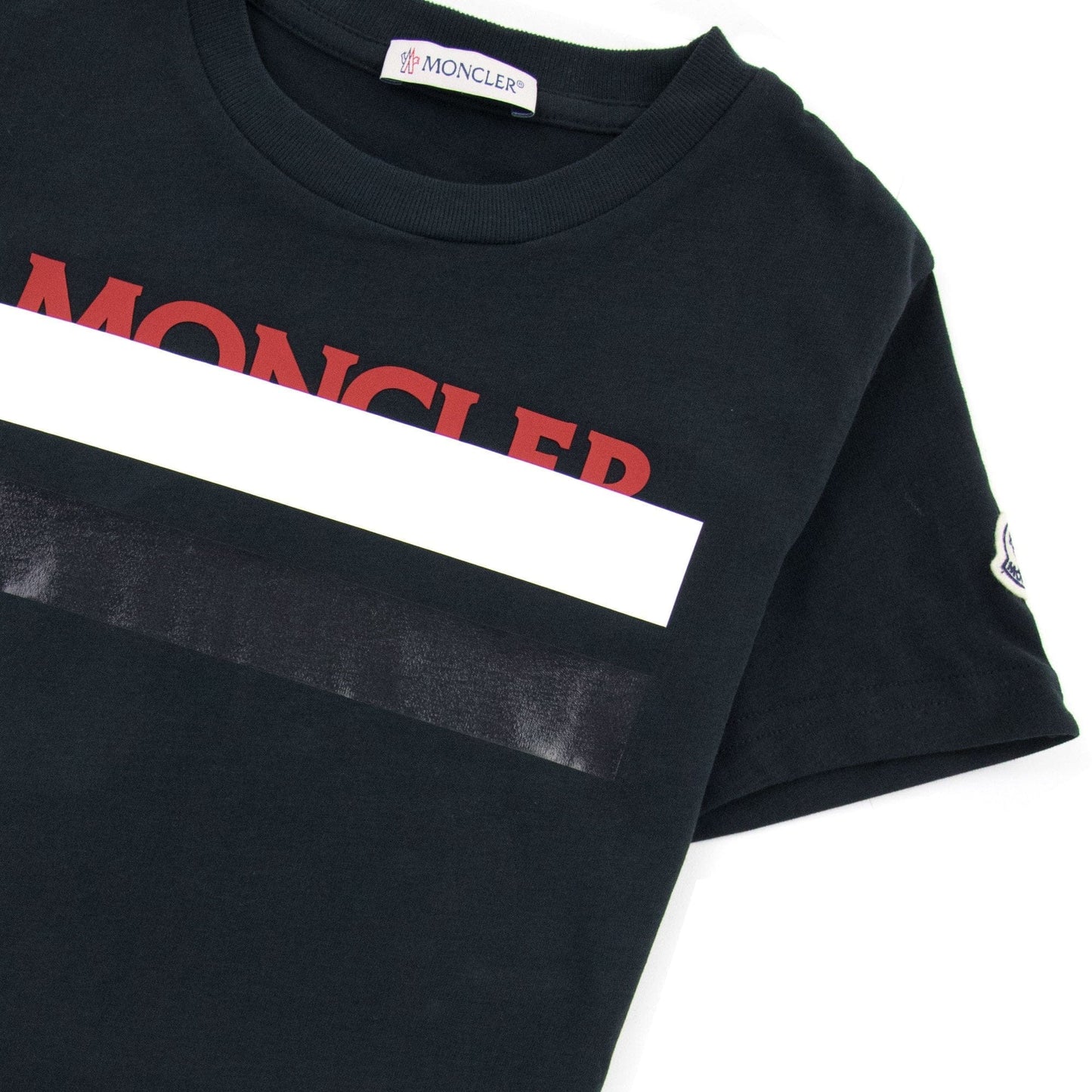 Moncler Junior Rubber Logo Maglia T Shirt Black