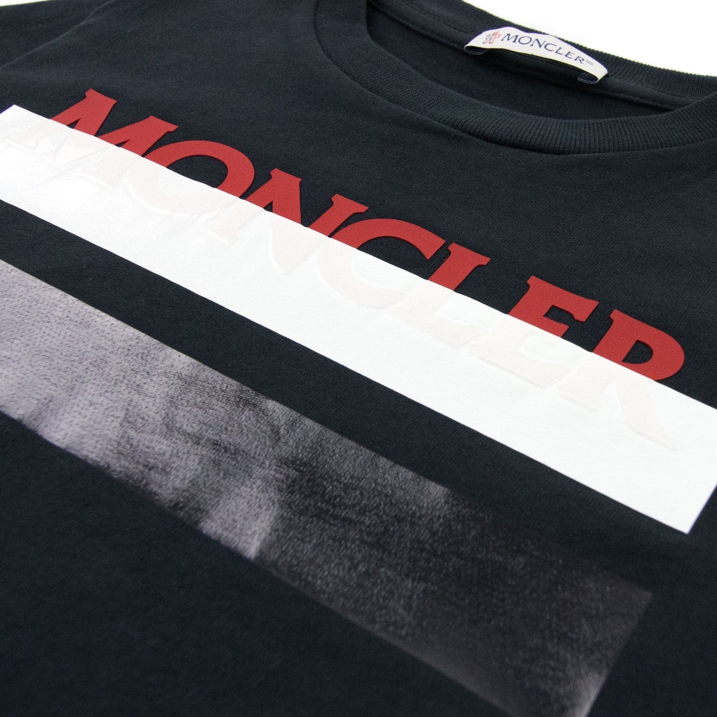 Moncler Junior Rubber Logo Maglia T Shirt Black