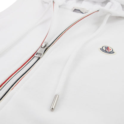 Moncler Logo Sleeveless Zip Up Hoodied Sweat White 001