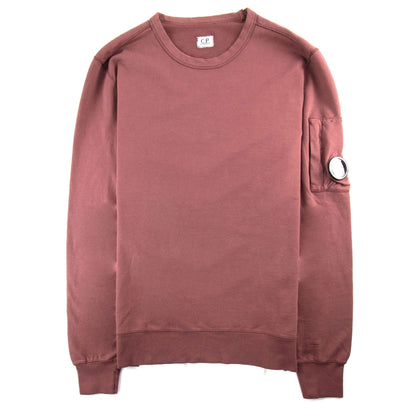 Cp Company Light Fleece Lens Crew Sweatshirt Burgundy