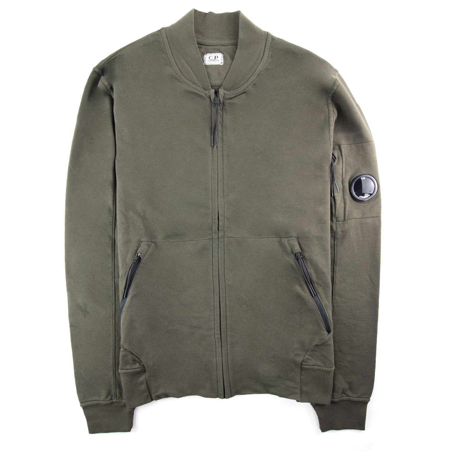 CP Company Funnel Neck Watch-viewer Lens Zip Up Sweatshirt Khaki 922