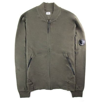 CP Company Funnel Neck Watch-viewer Lens Zip Up Sweatshirt Khaki 922