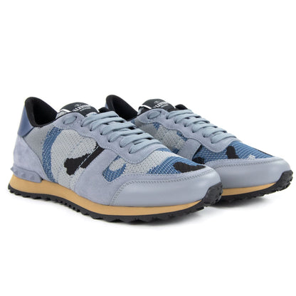 Valentino Mesh Fabric Camouflage Sneaker Grey Y01