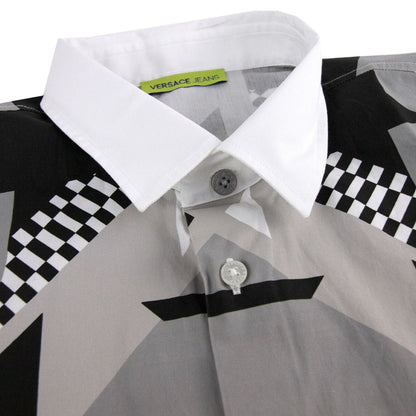 Versace Jeans Geometric Print Popeline Shirt White