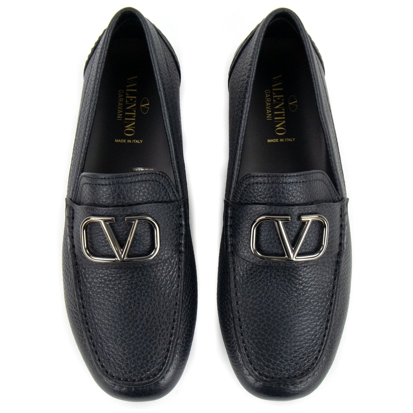 Valentino Vlogo Calfskin Driving Shoe Black