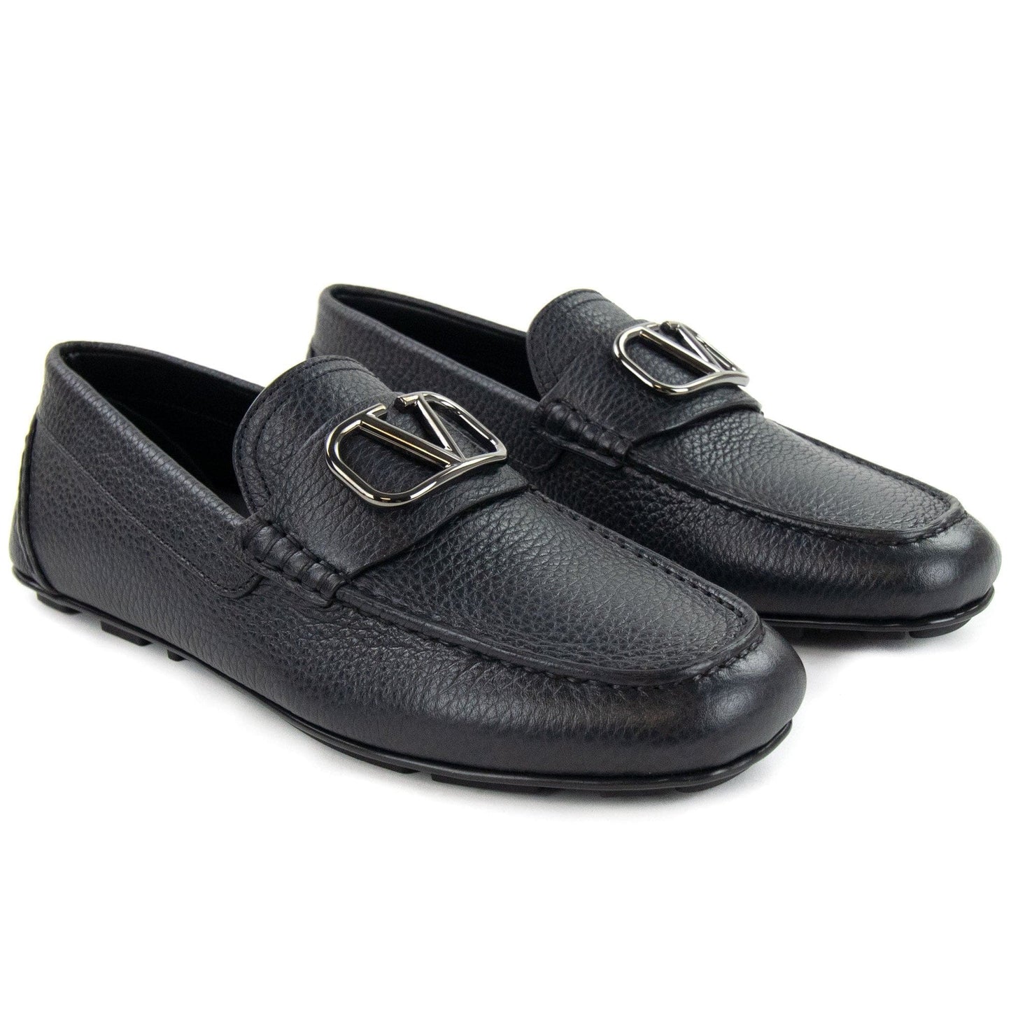Valentino Vlogo Calfskin Driving Shoe Black