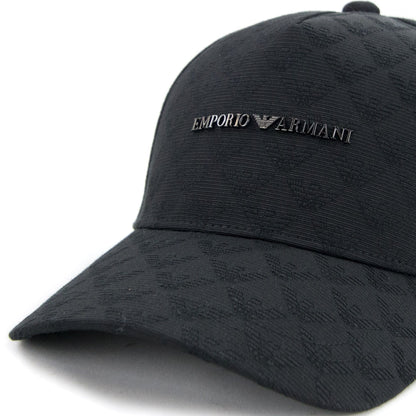 Emporio Armani Eagle Jacquared Metal Logo Cap Black