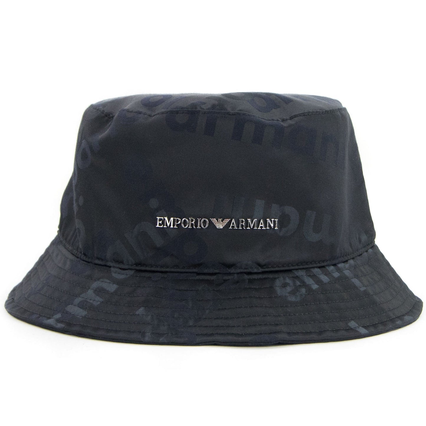 Emporio Armani Logo Plate Cloche Hat Black