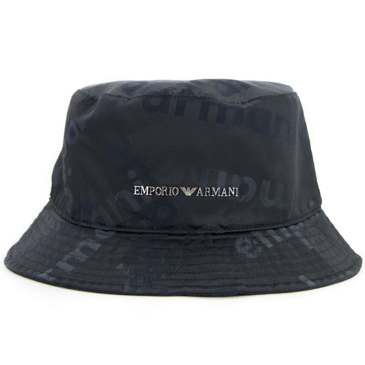 Emporio Armani Logo Plate Cloche Hat Black