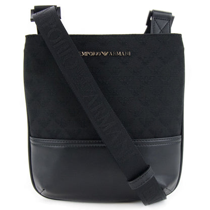 Emporio Armani Jacquard Monogram Flat Messenger Bag Black/black