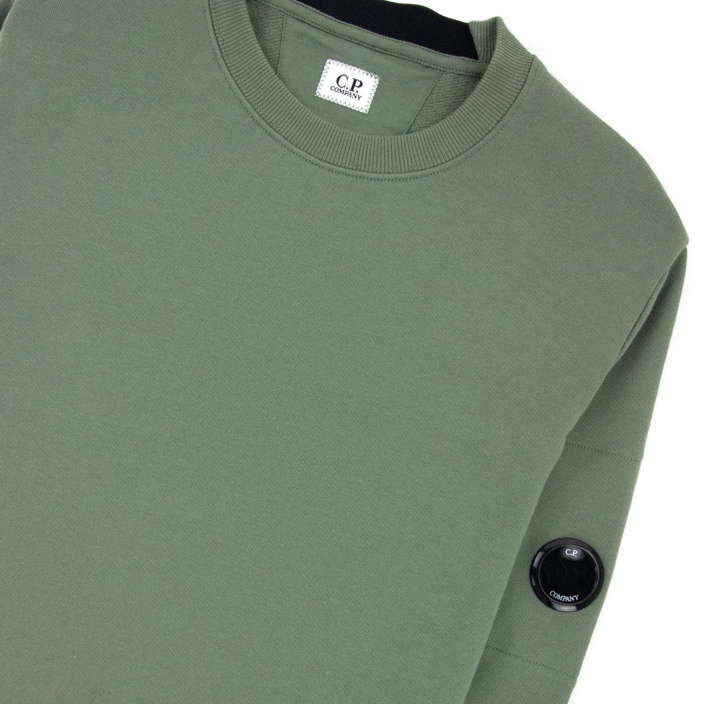 Cp Company Diagonal Raised Fleece Lens Crew Sweatshirt Green 668
