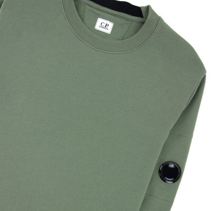 Cp Company Diagonal Raised Fleece Lens Crew Sweatshirt Green 668