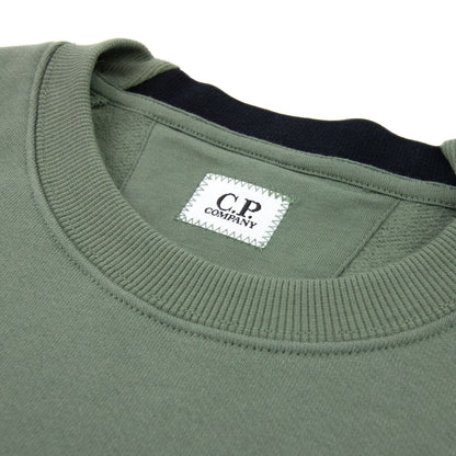 Cp Company Diagonal Raised Fleece Lens Crew Sweatshirt Green 668