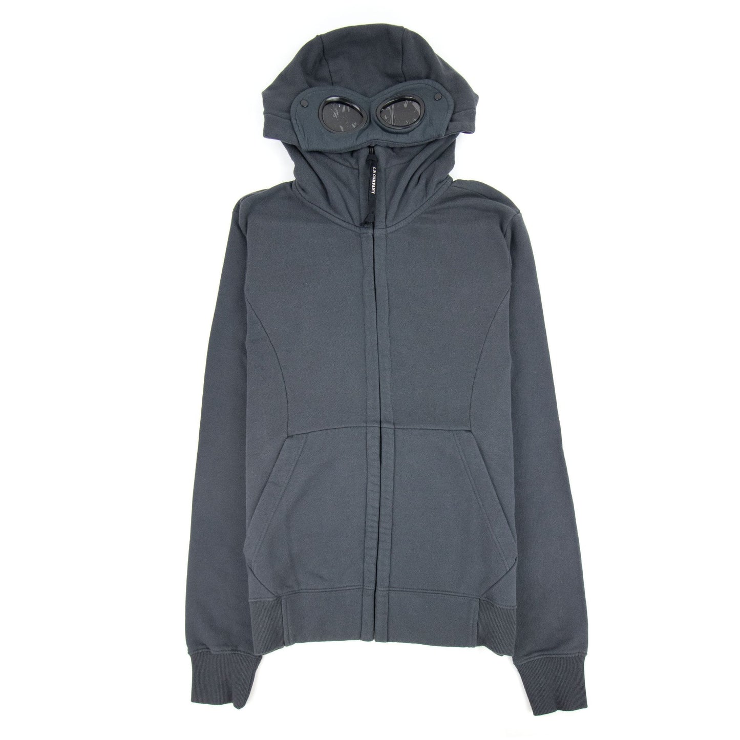 Cp Company Diagonal Raised Fleece Goggle Full Zip Hoodie Dark Grey 979