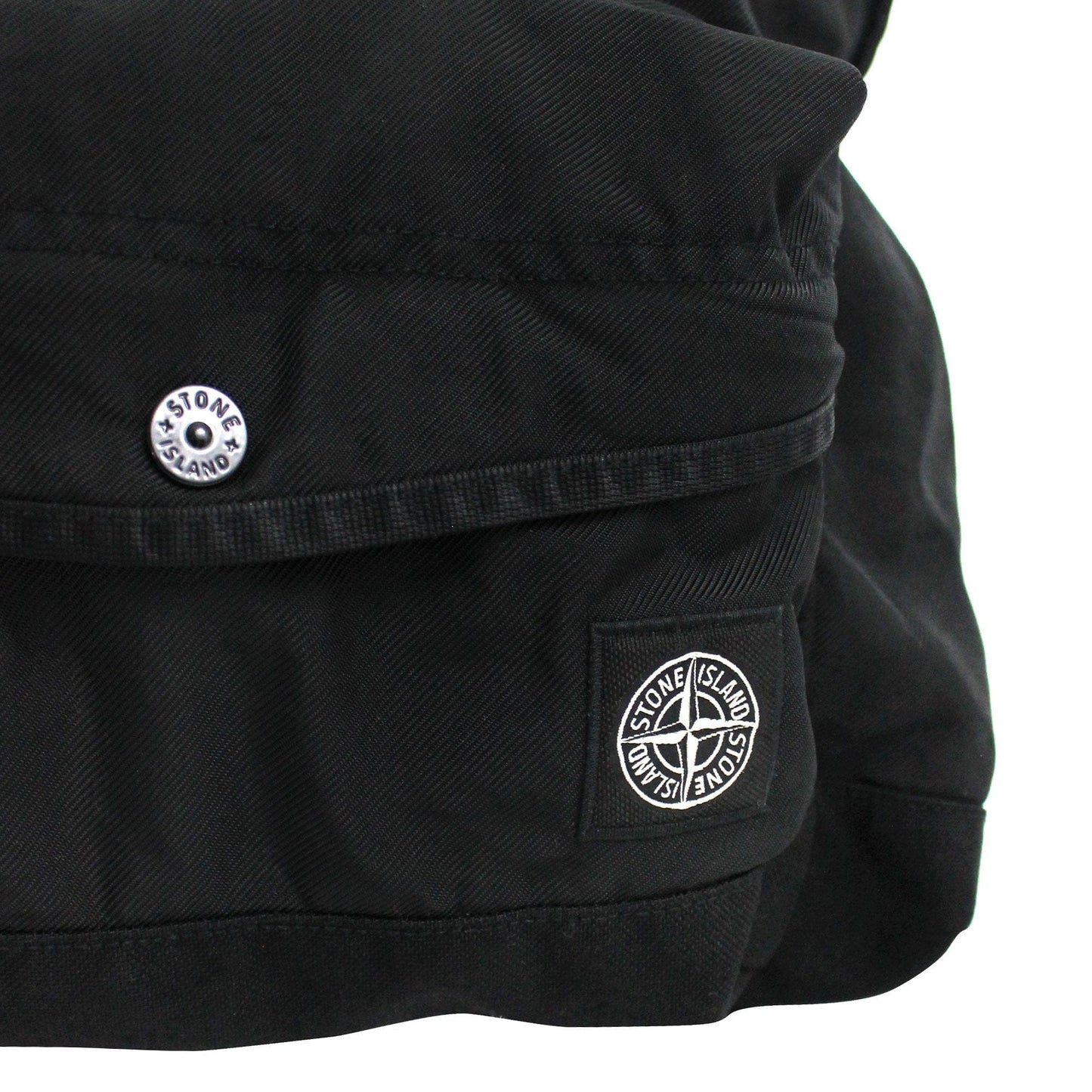 Stone Island Junior Garment Dyed Patch Logo Rucksack Black V0029