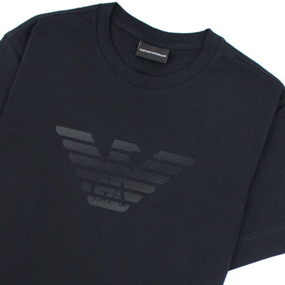 Emporio Armani Monochromatic Logo Print T Shirt Navy Blue 0920