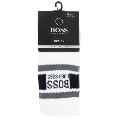Hugo Boss Stripe Logo Socks White 100