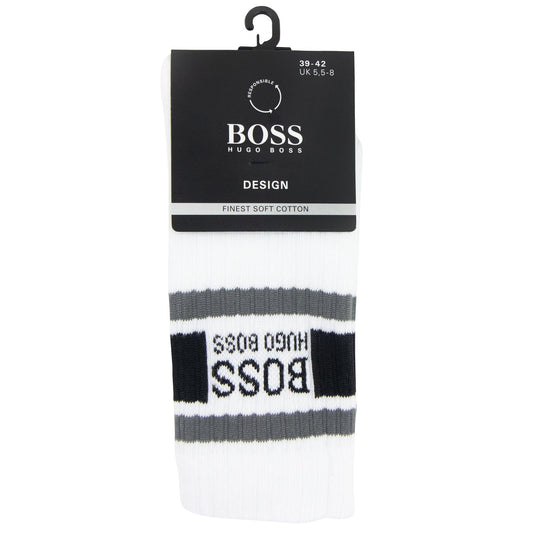 Hugo Boss Stripe Logo Socks White 100