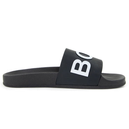 Hugo Boss Bay Logo Sliders Black 001