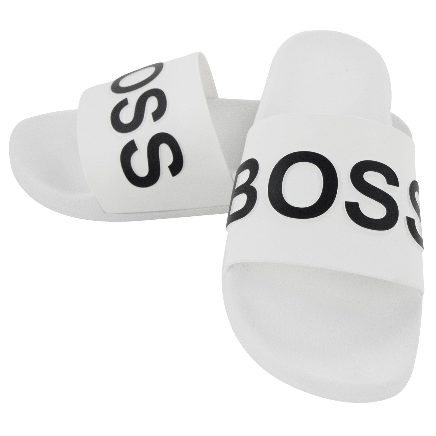 Hugo Boss Bay Logo Sliders White 100