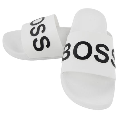 Hugo Boss Bay Logo Sliders White 100